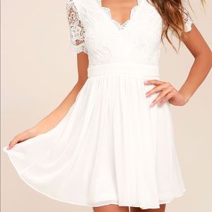 Lulu’s Angel in Disguise White Lace Skater Dress